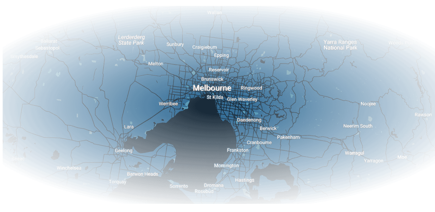 Melbourne service area map showing suburbs we cover